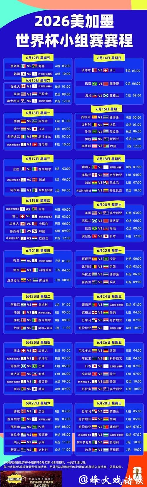 2026世界杯直播时间安排 2026世界杯直播时间安排
